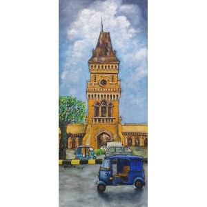 Anwer Sheikh, 12 x 30 Inch, Acrylic on Canvas, Cityscape Painting, AC-ANS-058